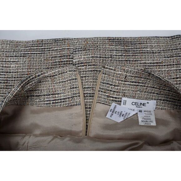 Celine Womens Blazer Suit Jacket Long & Pencil Skirt Set Sz 40 US 8 Blue Tweed - Picture 9 of 15